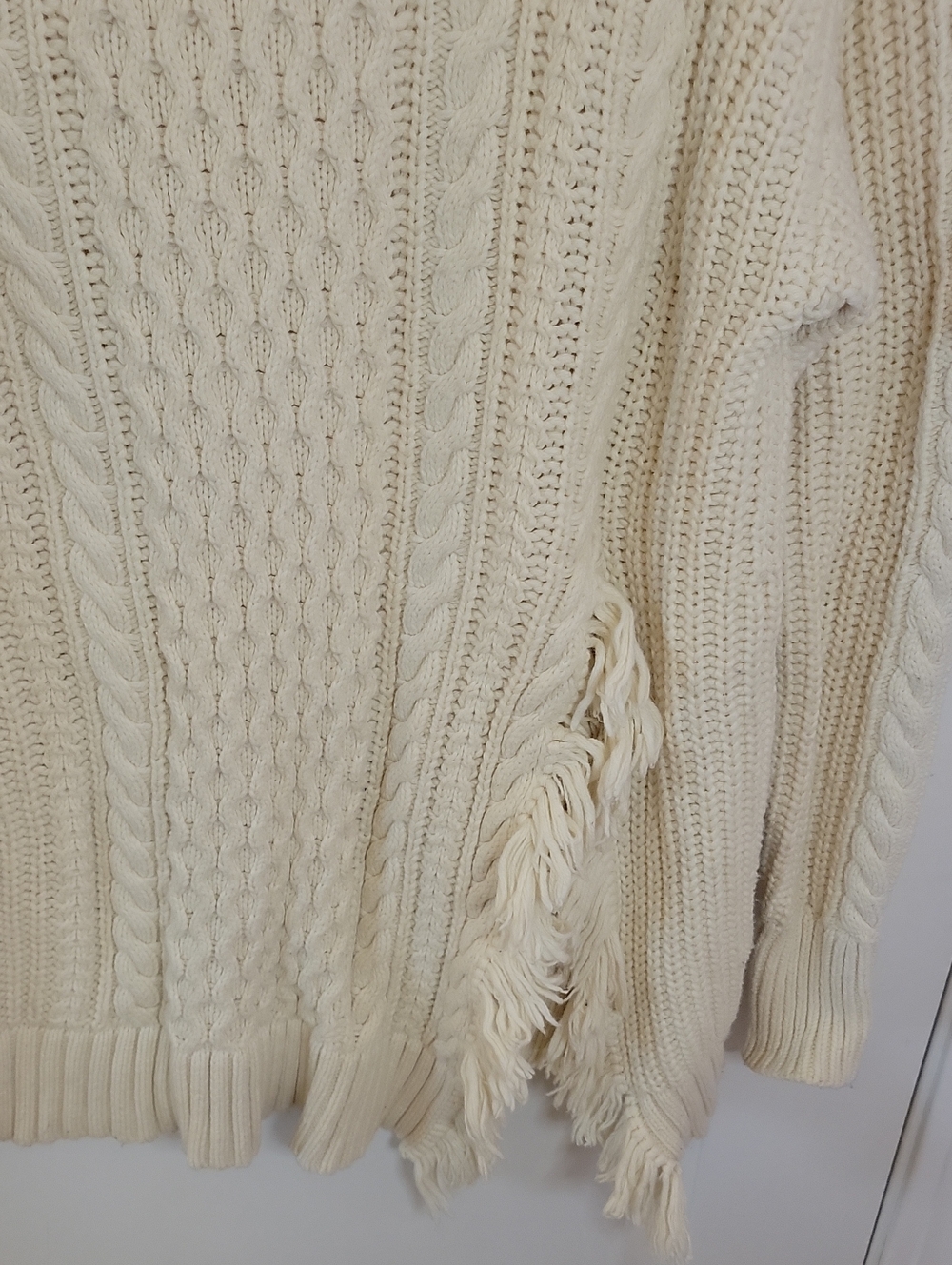 J. Crew Cable Knit Sweater with Fringe - Picture 7 of 8